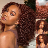【180% density】Sunber Reddish Brown 13*4 Lace Front Wig Kinky Curly Dark Auburn Copper Color Human Hair Wigs Flash Sale