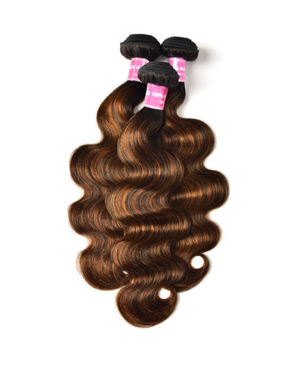 Sunber  Highlight Balayage Color Body Wave 3 Bundles Weaves with 4x4 Lace Closure Virgin Human Hair