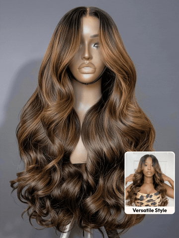 [20''=$137]Sunber 13x4/7x5 Balayage Highlight Body Wave Pre Cut Lace Frontal Wigs With Invisi Drawstring