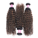 Sunber Brown Balayage Highlight Jerry Curly 3Bundles With 4x4 Lace Closure Human Virgin Hair
