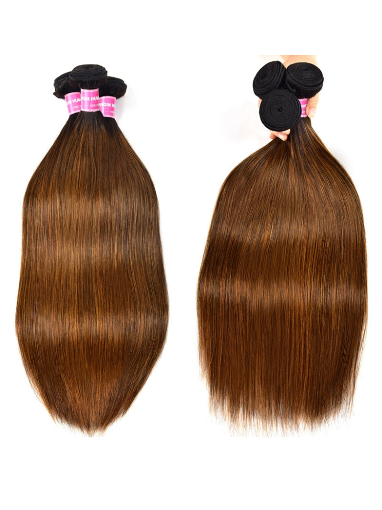 Sunber Ombre Dark Roots Balayage Color Silk Straight Human Hair Weaves 3 Bundles Deal