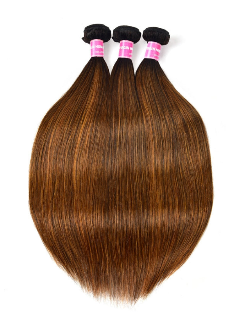 Sunber Ombre Dark Roots Balayage Color Silk Straight Human Hair Weaves 3 Bundles Deal