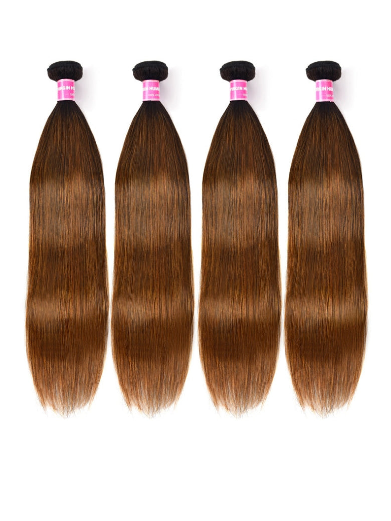 Sunber Ombre Dark Roots Balayage Color Silk Straight Human Hair Weaves 3 Bundles Deal