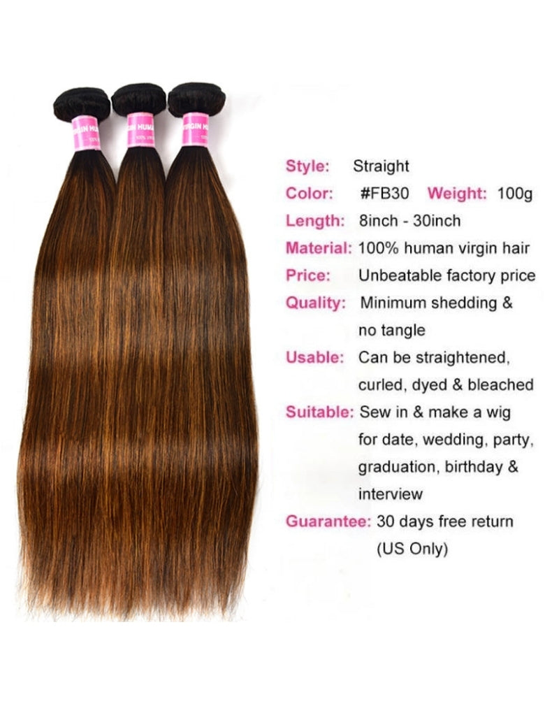 Sunber Ombre Dark Roots Balayage Color Silk Straight Human Hair Weaves 3 Bundles Deal