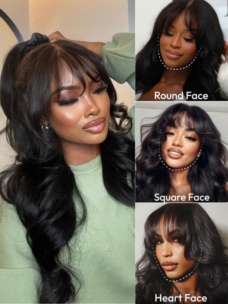 Sunber 13x4 Pull & Go Glueless Wig Pre-Everything 7x5/13x4 Lace Frontal Loose Wave Wispy Bangs Wig