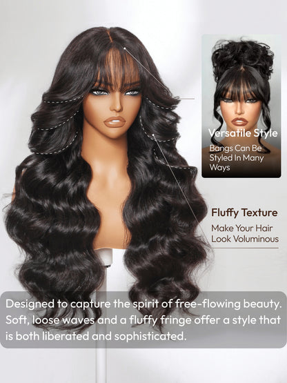Sunber 13x4 Pull &amp; Go Glueless Wig Pre-Everything 7x5/13x4 Lace Frontal Loose Wave Wispy Bangs Wig