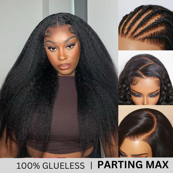 Sunber Hair Kinky Edge Lace Wig 13X4 Lace Front Human Hair Wigs Yaki Straight Wigs With Baby Hair Flash Deal 73$