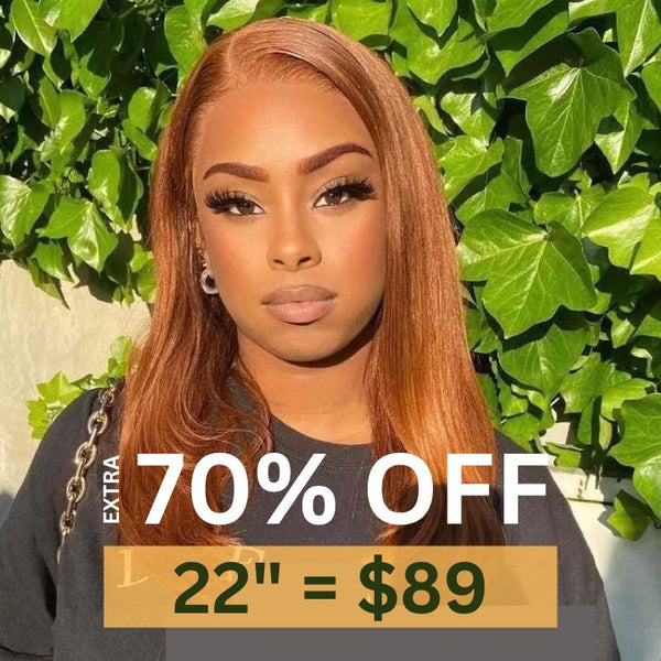 Extra 70% Off | Highlight Ginger Brown Lace Part Wigs Straight Human Hair Wigs