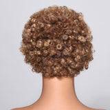 Sunber Honey Blonde Highlights  Short Curly Hair Wigs Pixie Cut Brazilian Human Hair For Black Women