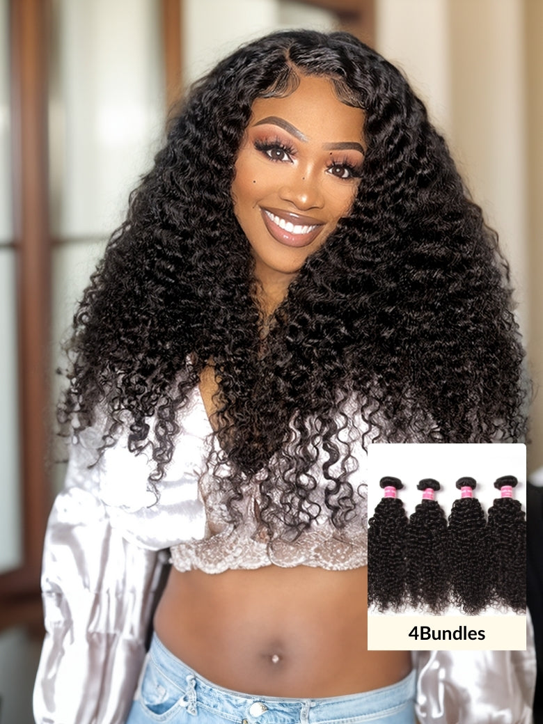 Sunber Malaysian 4 Curly Hair Bundles Weaves-New Remy Human Hair Bundles