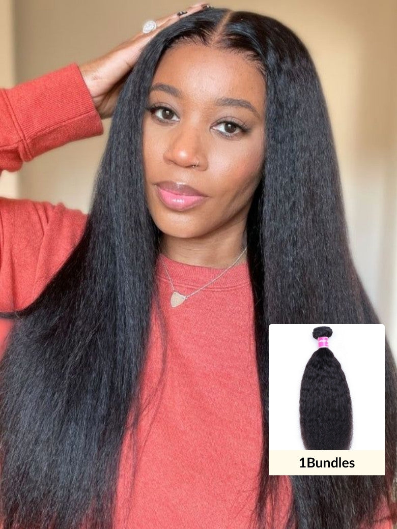 Sunber Hair 1 Bundle Kinky Straight Human Hair Weaves  On Sale  100% Human  Hair