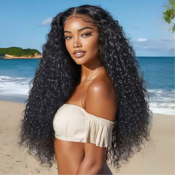 Sunber 13x4 Pre-Everything Lace Frontal Wig Water Wave & Curly Mixed Human Hair Wigs