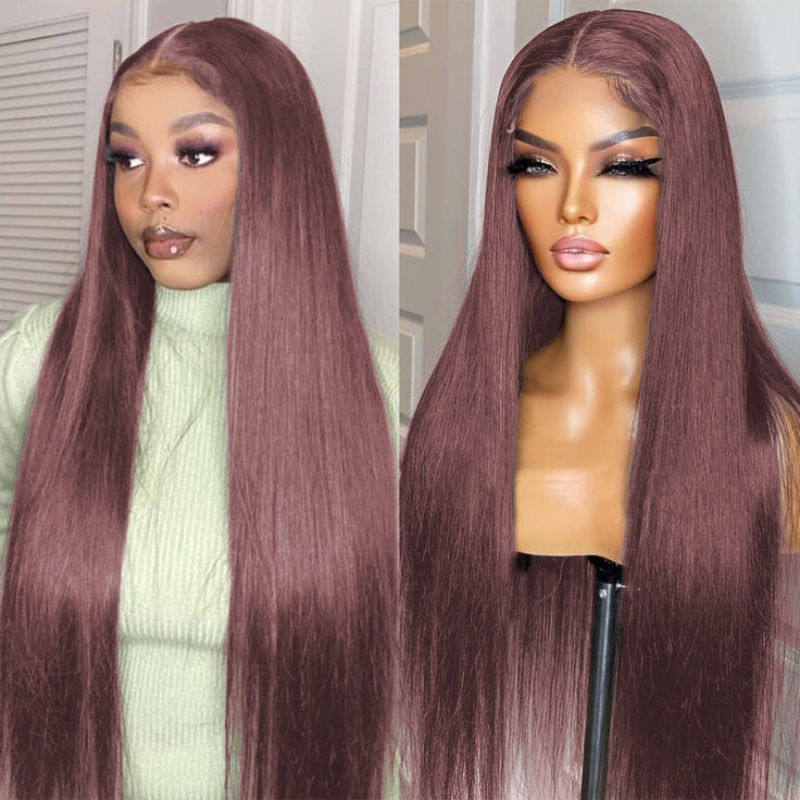 Mauve brown colored lace wig