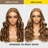 Sunber Body Wave Honey Blonde Highlights Lace Frontal Wigs Super Natural and Realistic Lace Closure Wig