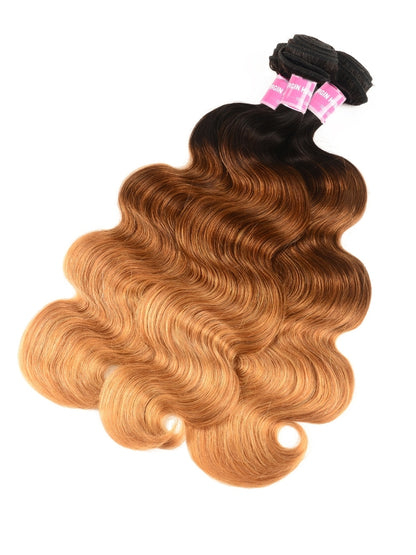Sunber Hair Ombre Brazilian Body Wave Virgin Hair 3/4 Bundles T1B/4/27 Color 100% Human Hair Weave