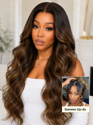 [20''=$139]Sunber 13x4/7x5 Balayage Highlight Body Wave Pre Cut Lace Frontal Wigs With Invisi Drawstring