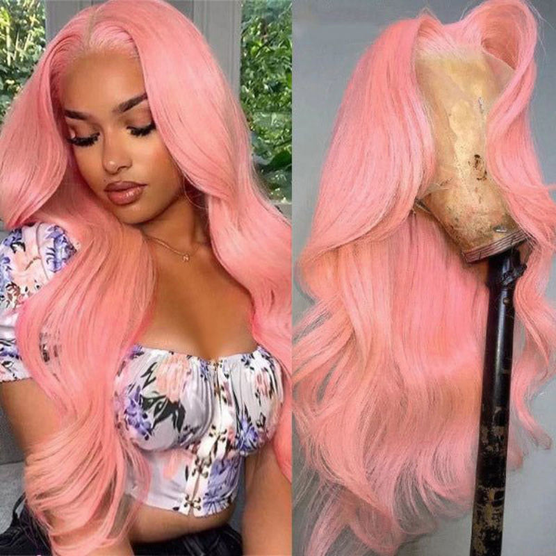 Metallic Pink loose wave lace wig