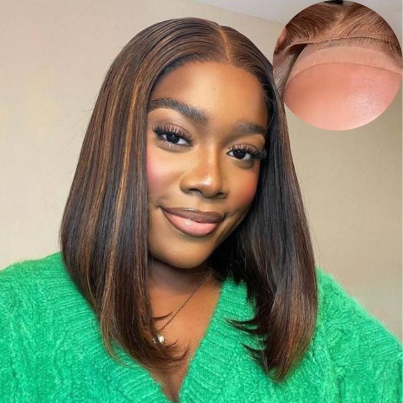 Flash Sale Sunber Piano Highlights Pre-Cut Lace Bob Wigs Human Hair