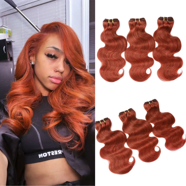 3500 Points Redeem 3 Pcs Auburn Brown Body Wave Hair Bundles