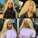 Extra 70% Off Sunber 613 Blonde Water Wave 13x4 Lace Front Wig With 180% Density