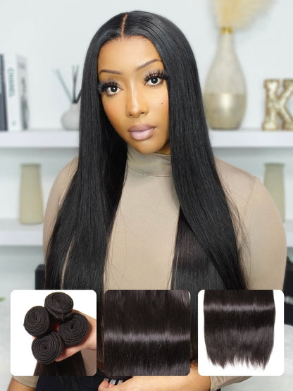 Sunber Hair Peruvian Straight Hair 4 Bundles New Remy Human Hair Weave