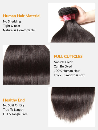 Sunber Hair Peruvian Straight Hair 4 Bundles New Remy Human Hair Weave