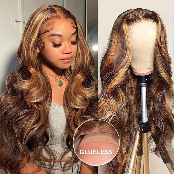 Extra 70% OFF| Sunber Body Wave Honey Blonde Highlights 7x5 Pre-Cut Lace Closure Human Hair Wig