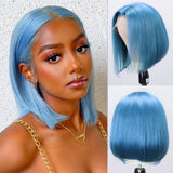 Soft icy blue Bob lace wig
