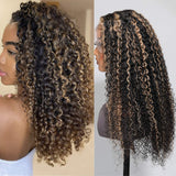 Flash Sale Sunber Balayage Blonde Highlight Curly 13x4 Lace Front Wig Pre-Plucked With Babyhair
