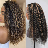 $100 OFF Sunber Balayage Blonde Highlight Curly 13x4 Lace Front Wig Pre-Plucked With Babyhair