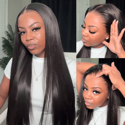 Sunber Yaki Straight 7x5 Glueless Lace Wig With Elastic Drawstring -Pull And Go &amp; Bleach Knots &amp; Pre-cut