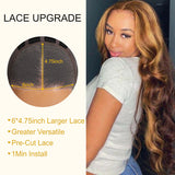 【18”=$79】Sunber Body Wave Honey Blonde Highlights 6x4.75 Pre-Cut Lace Closure Human Hair Wig Flash Sale