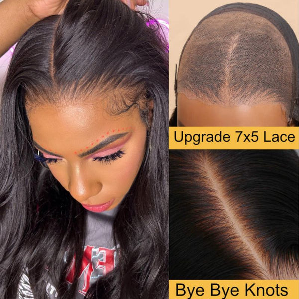 Extra 70% Off |Sunber Yaki Straight Glueless 7x5 Bye Bye Knots Lace Closure Wig With Bleach Knots