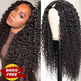 BOGO Sunber Jerry Curly V Part Wig Meets Real Scalp U Part Glueless Wigs Virgin Human Hair 150% Density