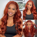 Flash Sale Sunber Copper Brown Body Wave 13x4 Lace Front Wigs Pre-Plucked Hair Line With Invisible Lace