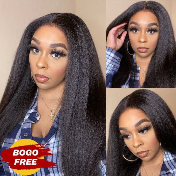 BOGO Sunber Kinky Edge 13X4 Lace Front Wigs Kinky Straight Wigs With Baby Hair Big Sale