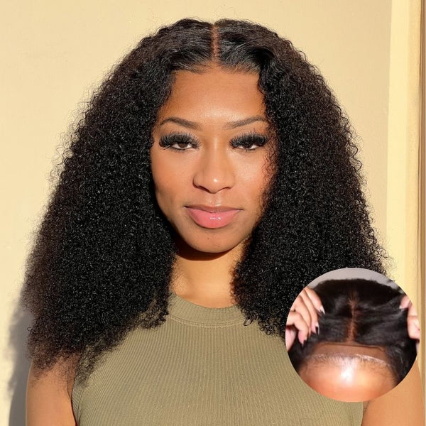 【20”=$89】Sunber 4C Kinky Edge Kinky Curly Skin Melt Lace Front Wigs Natural Hairline Lace Closure Jerry Curly Human Hair Wigs Pre Plucked Flash Sale