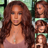 $169=2 Wigs|Highlight Piano Brown 13x4 Lace Frontal Wigs Kinky Straight Reddish Brown T Part Lace Front Wig Flash Sale