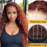 Water Wave Reddish Brown Pre-Cut Lace Closure Wig