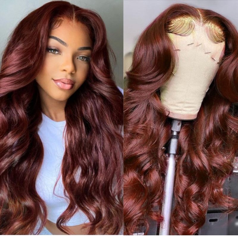 Flash Sale Sunber Reddish Brown Body Wave Pre-Cut Lace Wigs With Babyhair
