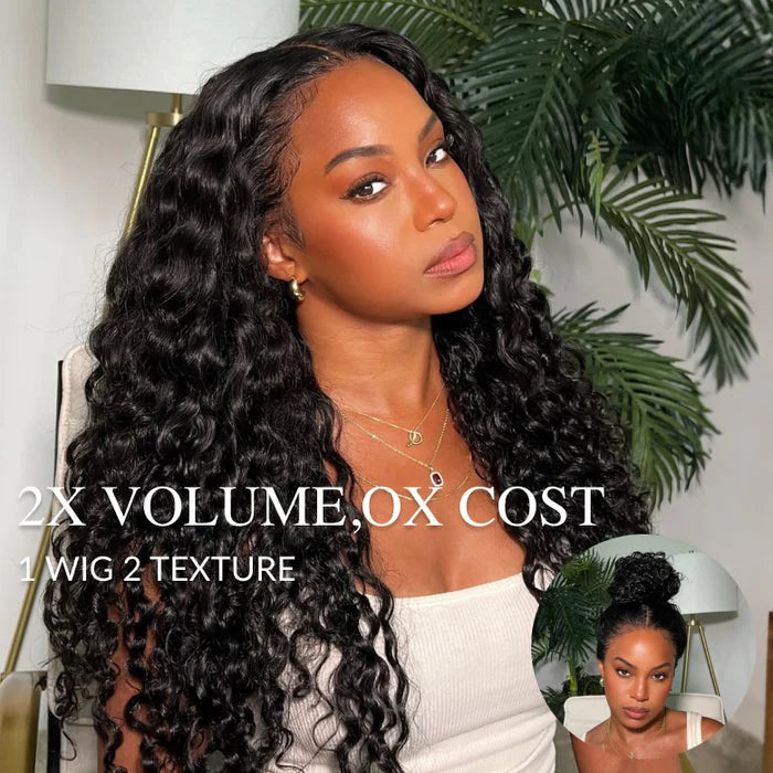 Sunber 7x5/ 13x4 Pre-Everything Lace Frontal Wig Water Wave & Curly Mixed Human Hair Wigs With Invisi Drawstring
