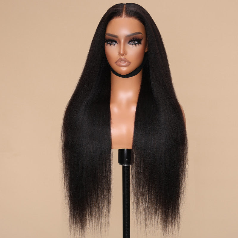 Sunber Yaki Straight 7x5 Bye Bye Knots Lace Wear and Go Closure Wig With Bleach Knots