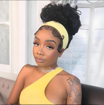 Flash Sale Sunber HookFit Water Wave Headband Wig Glueless Human Hair Wigs With Invisi Drawstring