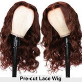 Flash Sale Sunber Body Wave Grab And Go Reddish Brown 6x4.75 Pre-Cut Lace Wigs Pre-Plucked