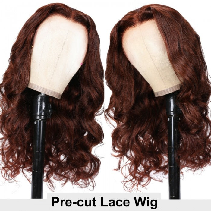 $100 Off Sunber Body Wave Wear & Go Reddish Brown 6x4.75 Pre-Cut Lace Wigs Pre-Plucked