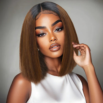 Flash Sale Sunber Silky Blunt Cut Glueless 2x6 Lace Closure Wig 200% Density Shoulder Length Bob Wig Pre Plucked & Bleached Human Hair Wig