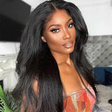 [$39 Pay In 4 Get 26'']Sunber Kinky Straight 13*4 Lace frontal Wigs 180% Density Human Hair Wigs Flash Sale