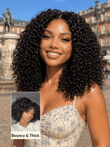 Sunber 7x5 Pre Cut 200% 4C Kinky Edge Baby Hair Curly Pre-Cut Lace Human Hair Wigs Bleached Knots With Invisi Drawstring