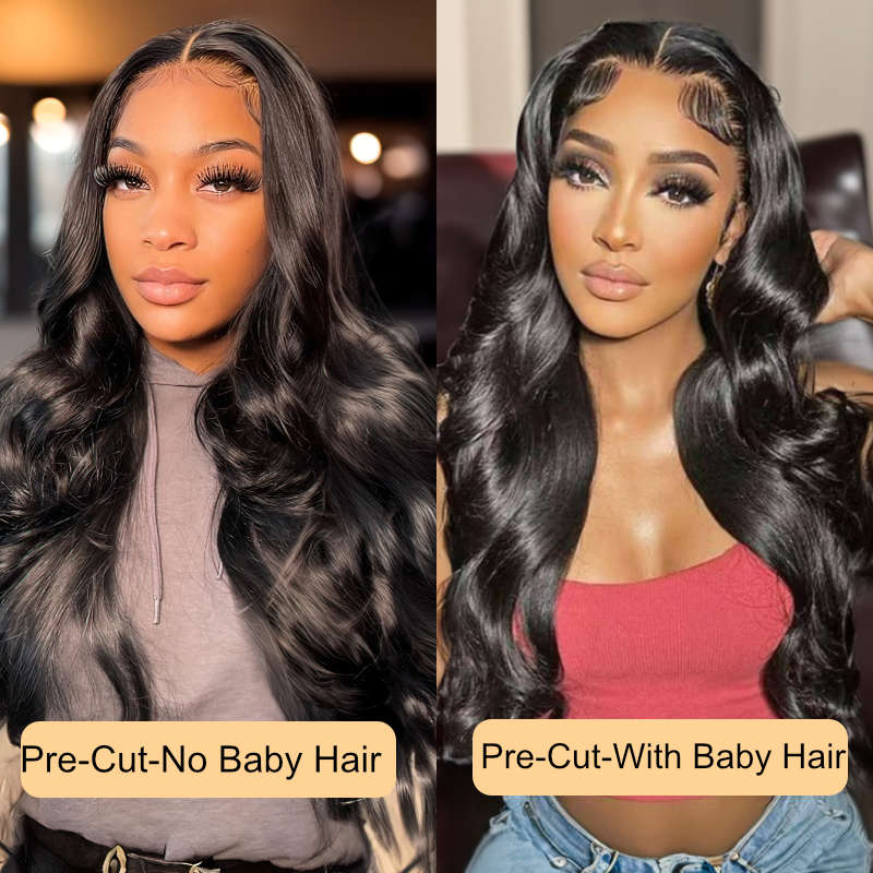 Sunber Body Wave Upgrade First Ever 13x4 Pre Cut Glueless Frontal Wig Pre-Plucked Hairline With Bleached Knots