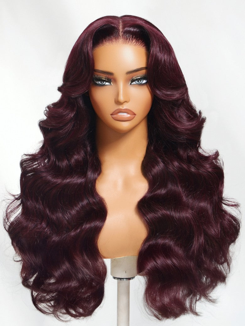 Sunber Black Cherry Lace Frontal Dark Burgundy Wig-Long Layered Cut & Pre Everything & Flash Sale